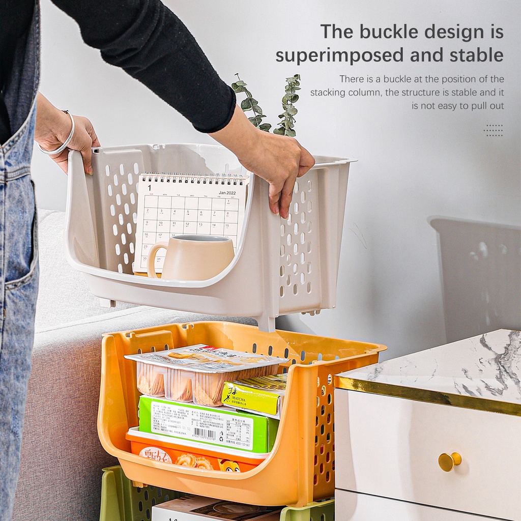 Giỏ đựng đồ xếp chồng JUJIAJIA đựng rau củ quả cỡ lớn nhiều tầng tiện lợi cho nhà bếp