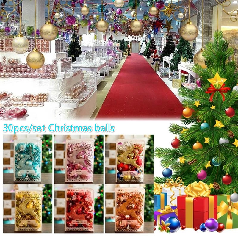 Set 30 Trái Châu Treo Trang Trí Cây Thông Noel