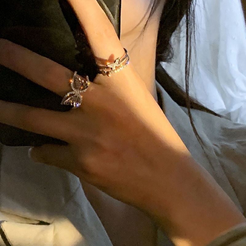 Nhẫn Hở Đính Đá 22510 Họa Tiết Bươm Bướm Hợp Thời Trang