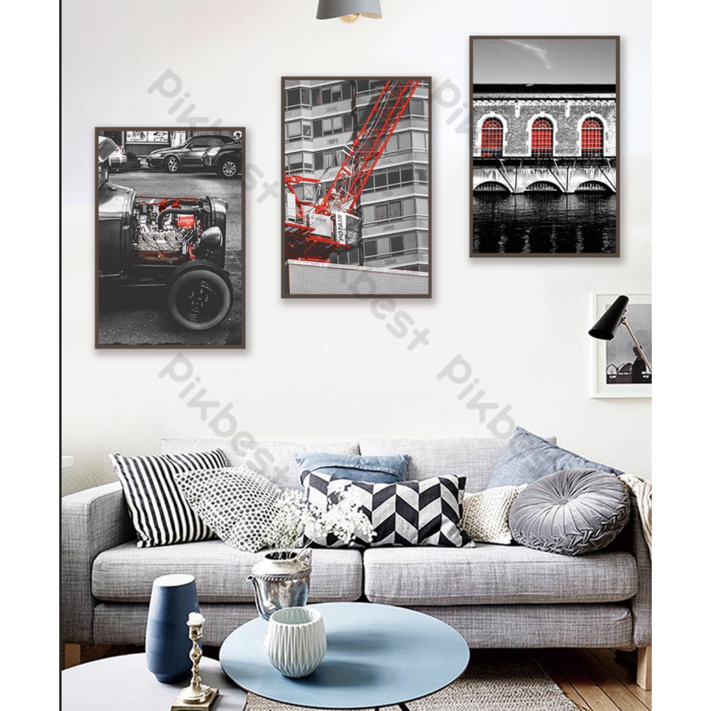 [VẢI CANVAS KIM TUYẾN] TRANH TREO TƯỜNG HIỆN ĐẠI XE ÔTÔ MÔ TÔ ĐEN TRẮNG CHÂU ÂU -MELYHOME