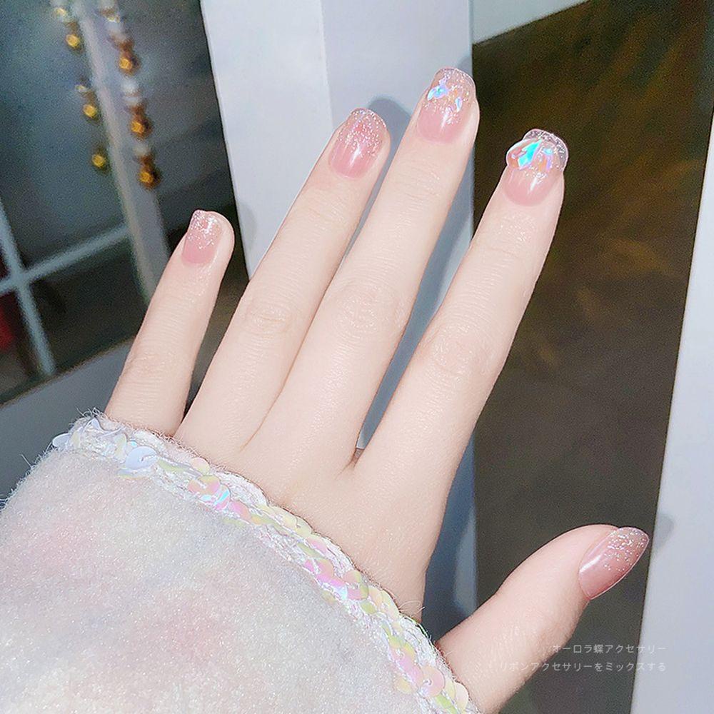 CACTU Bộ 24 Móng Tay Giả Họa Tiết Hoa Cực Quang Phong Cách Pháp|Bộ Móng Tay Giả Trang Trí Nghệ Thuật
