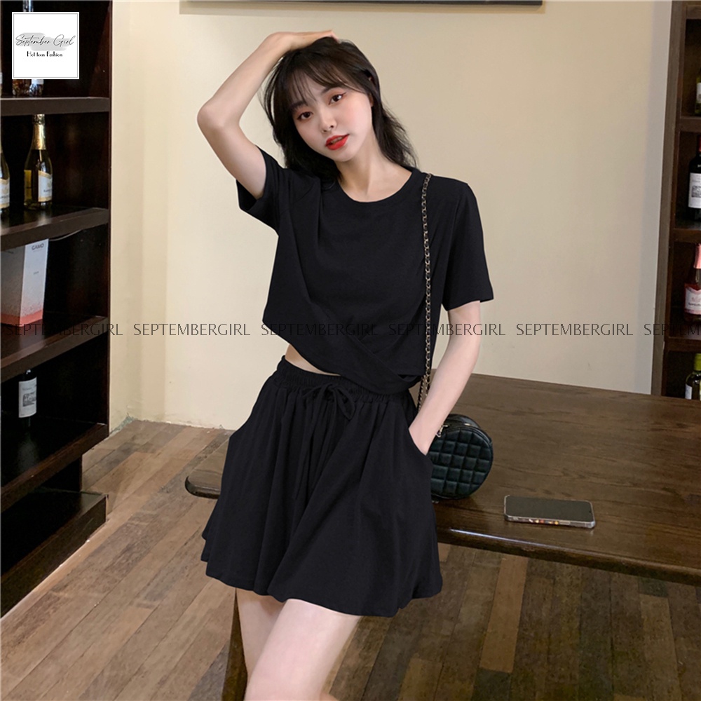 Bộ Quần Áo Thun Nữ *FREESHIP* Form Rộng Trơn Màu Basic SEPTEMBERGIRL - QA NU 002