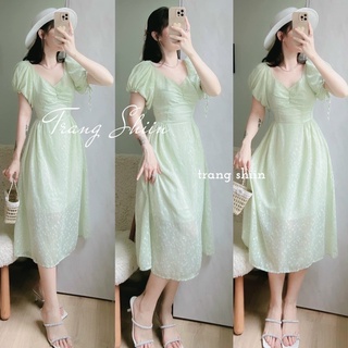 Đầm hoa❤️Hình thật❤️Đầm hoa maxi nhún ngực tay phồng D19