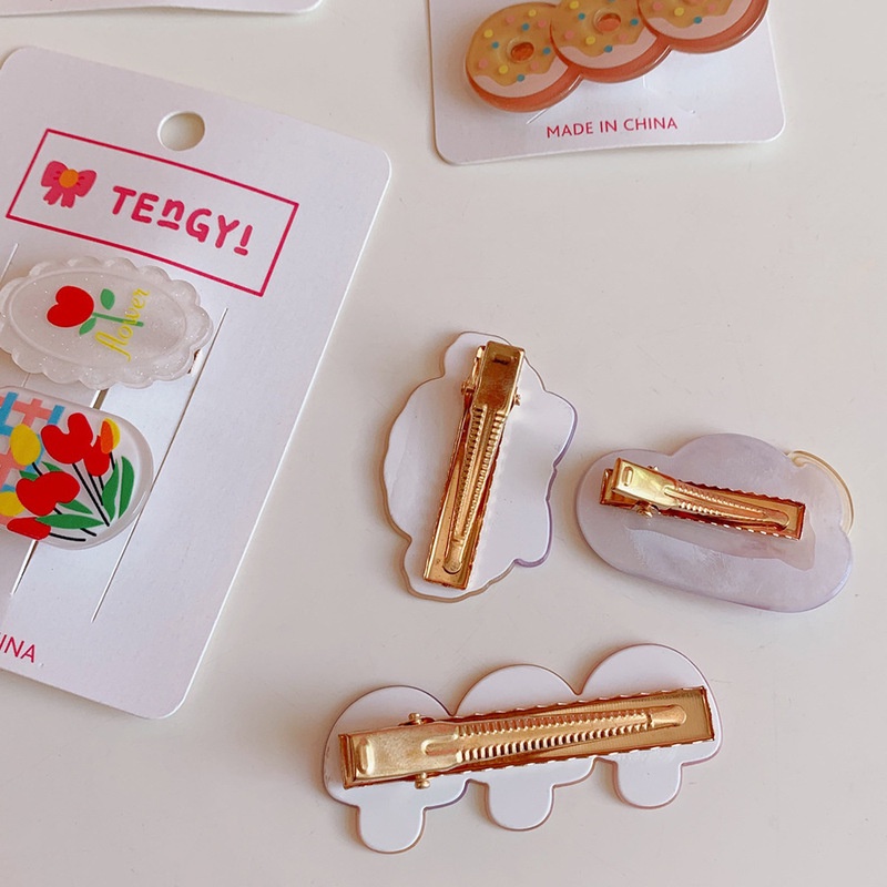 Set 2 / 3 Kẹp Tóc Hình Hoa / Động Vật Dễ Thương Cho Bé Gái