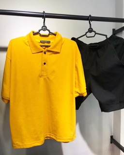 Áo polo trơn màu vàng. Basic polo. Áo unisex