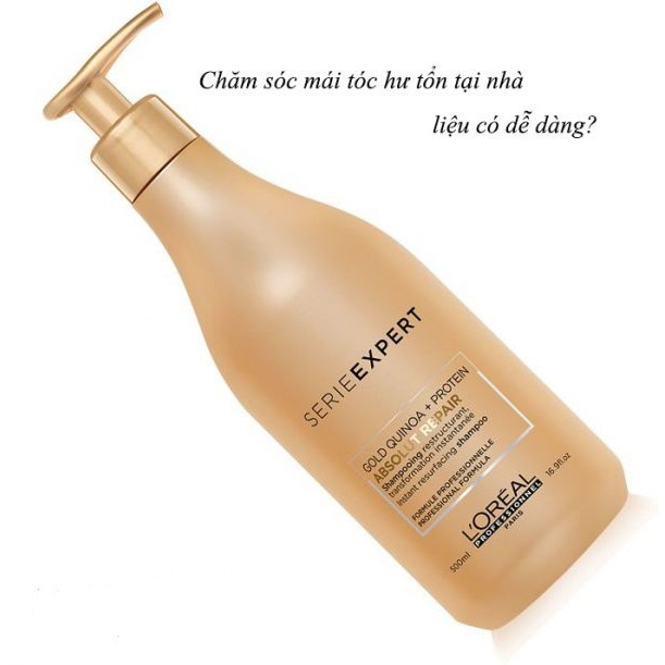 Dầu gội phục hồi tóc hư tổn LOreal Absolut Repair Gold Quinoa+ Protein 500ml