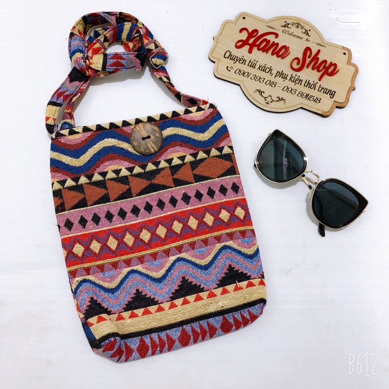 Túi đeo chéo thổ cẩm cúc dừa trung