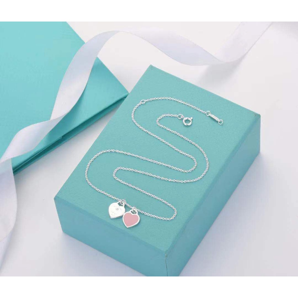 Vòng cổ Bạc sterling Mặt Trái Tim Khắc Chữ t Đính Kim Cương