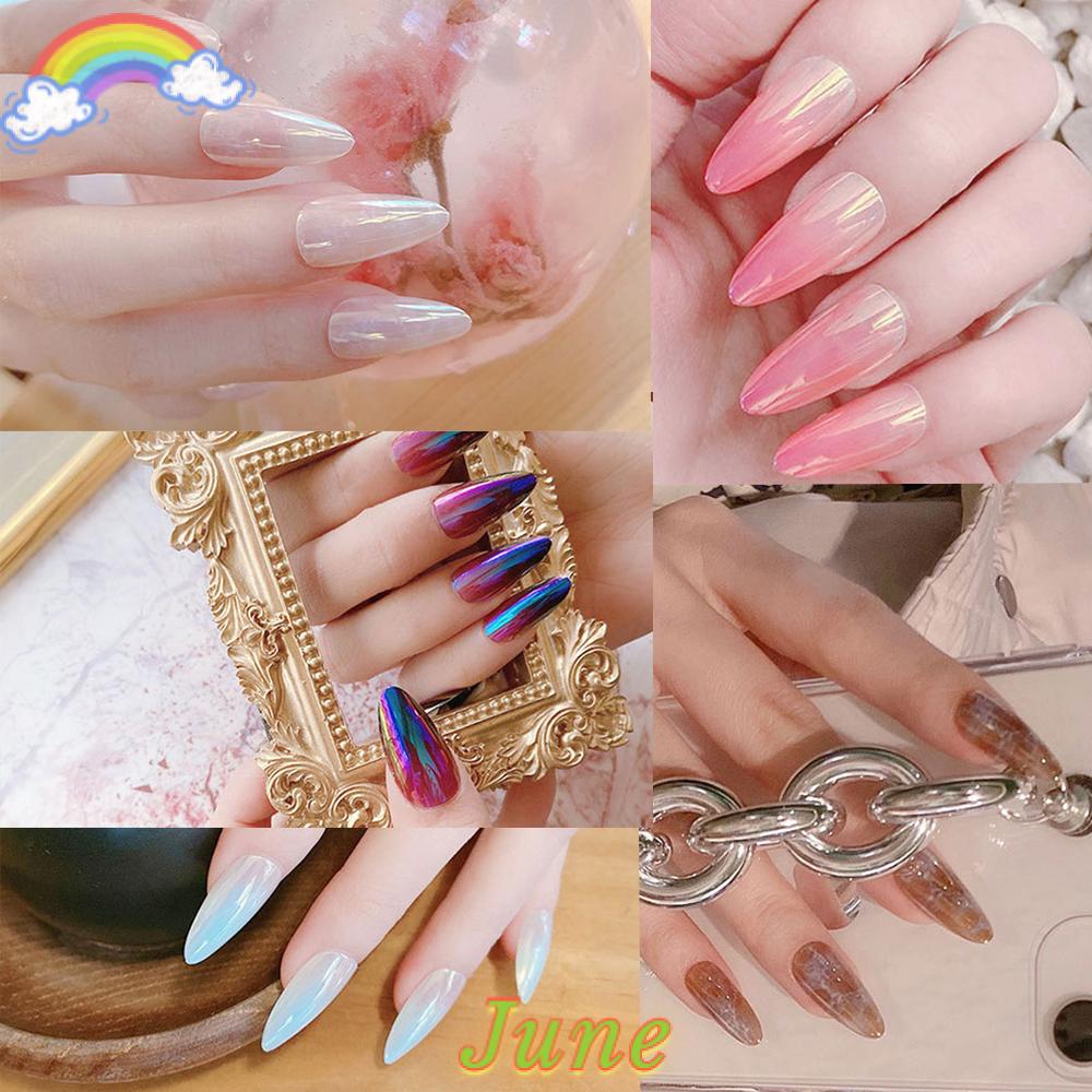 (Hàng Mới Về) Set 24 Móng Tay Giả Dáng Dài Màu Gradient Thời Trang