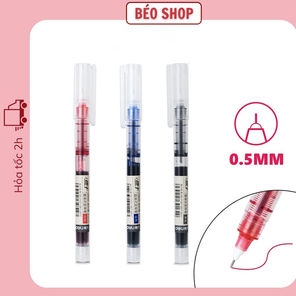 Bút bi nước muji khô nhanh Béo shop ngòi 0.5mm viết thư pháp ống bút liền mực màu Đen Đỏ Xanh 1 chiếc B15