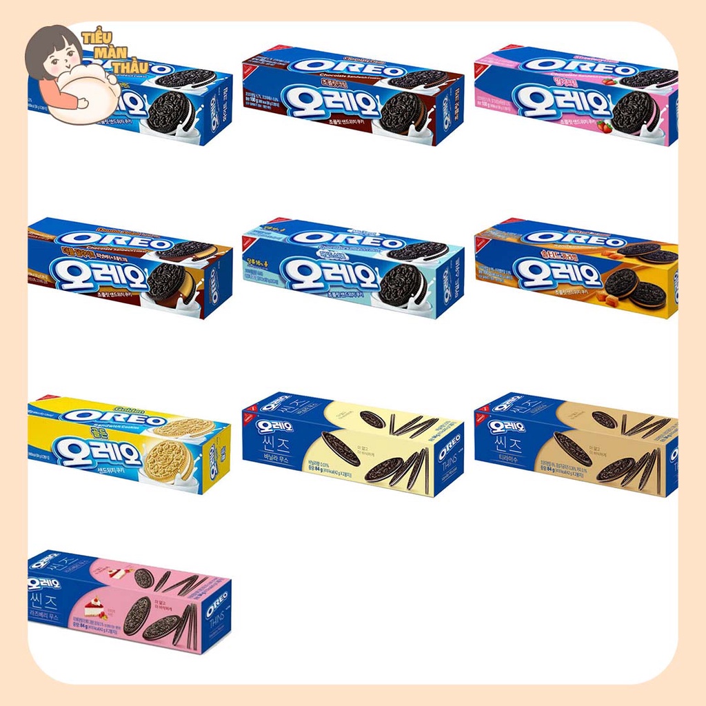 Bánh Oreo mini thins Hàn Quốc nhiều vị hộp 84gr - Tiểu Màn Thầu Store