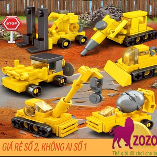 Xếp hình lego 💞FREESHIP💞 Đồ chơi cho bé-lego máy xúc công trình có 8 tạo hình gồm 200 mảnh ghép hàng Quảng Châu cao cấp