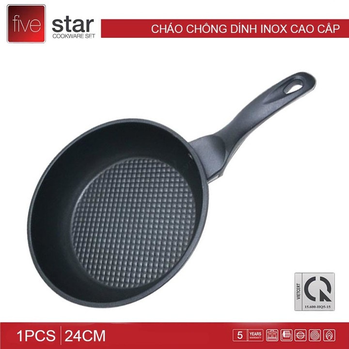 Chảo Chống Dính Fivestar-16-20-22-24cm-Inox 430-3 Đáy-Chảo sào,rán,cá nhân,nhỏ-(Dùng Bếp Từ) chính hãng-giá rẻ-BH 5 Năm