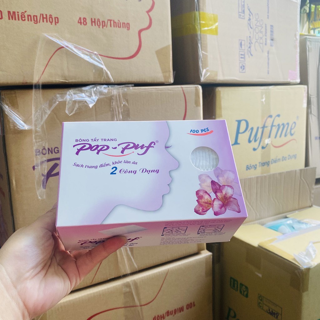 Bông Tẩy Trang Pop-puf Pufme 2 công dụng bao zipper ( CHÍNH HÃNG 100%)