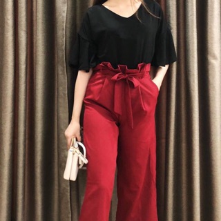 Set áo voan tay loe + quần ống rộng