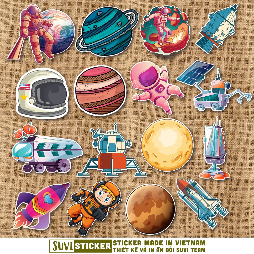 Sticker Galaxy Spaceman chống nước sticker dán laptop, đàn guitar, mũ bảo hiểm, vali. MSP: G07