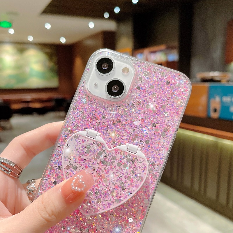 Ốp Điện Thoại Lấp Lánh Tích Hợp Gương Trang Điểm Hình Trái Tim Cho Iphone X / XS XR XS MAX 11 11PRO 11PROMAX 6G 6P 7G / 8G 7P / 8P