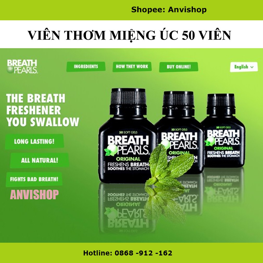 Viên Thơm Miệng Úc 50 viên BREATH PEARL date mới Anvishop -[Chính Hãng]