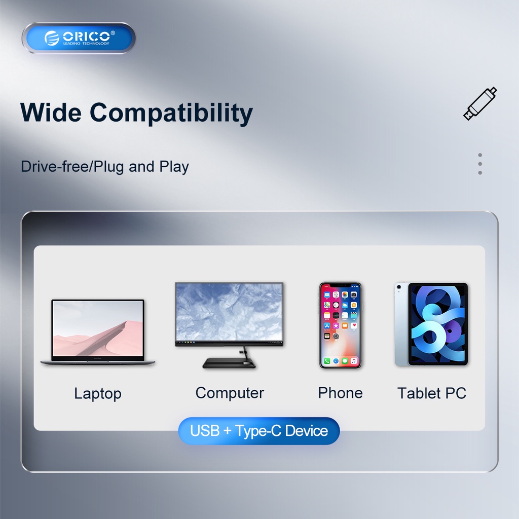 Đầu đọc thẻ nhớ thông minh ORICO CD2D type C USB 3.0 SDXC SDHC MMC cho máy tính bàn/laptop