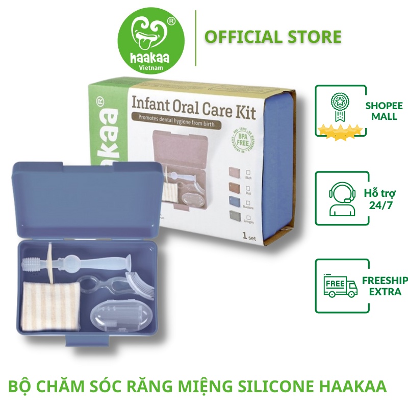 Bộ chăm sóc răng miệng silicone HaaKaa | Vệ Sinh Răng Miệng Cho Bé Không Gây Đau Miệng