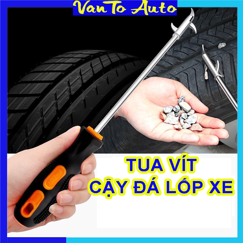 ⚡Video Thật⚡ Tua Vít Cậy Đá Lốp Xe - Dụng Cụ Móc Đá Dăm Lốp Xe Hơi, Cậy Đinh Lốp Ô Tô Xe Máy Đa Năng Đầu Tua Vít 4 Cạnh