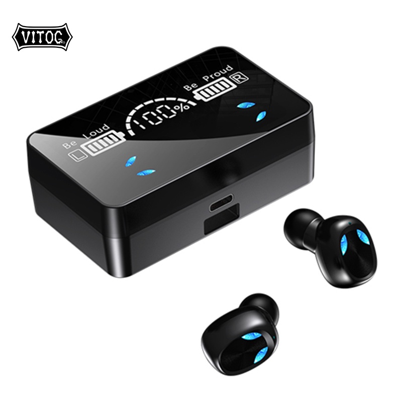 Tai nghe VITOG bluetooth 5.1 TWS không dây X3 có màn hình LED HD phong cách thể thao