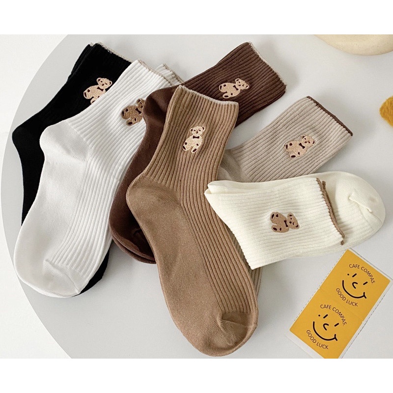 Set 5/10 Đôi Tất/Vớ Cao Cổ Chất Liệu Cotton Style Hàn Quốc Siêu Xinh