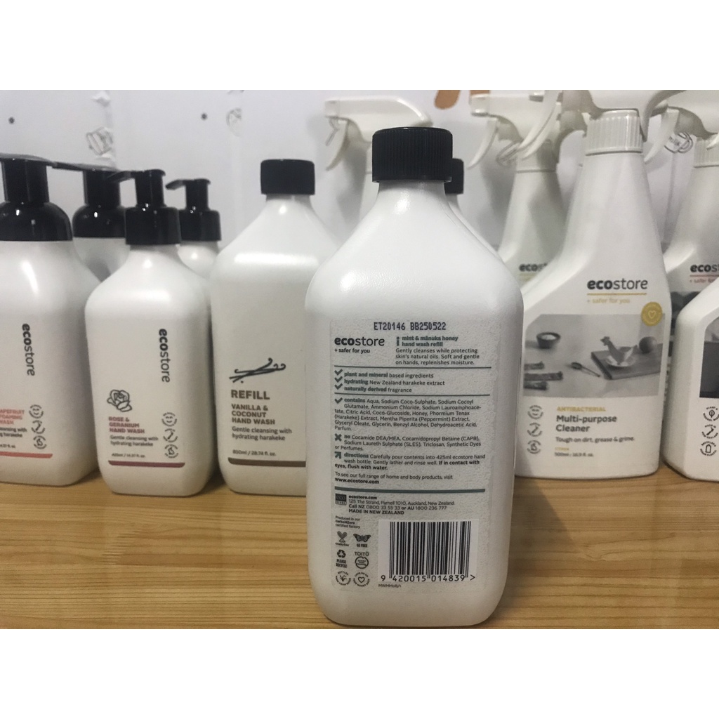 Nước rửa tay hương bạc hà và mật ong Manuka gốc thực vật Ecostore Refill - New Zealand