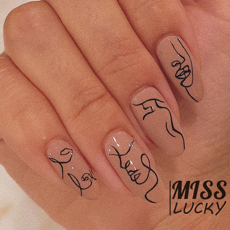 ❤Bộ 24 Móng Tay Giả Trang Trí Nghệ Thuật Xinh Xắn