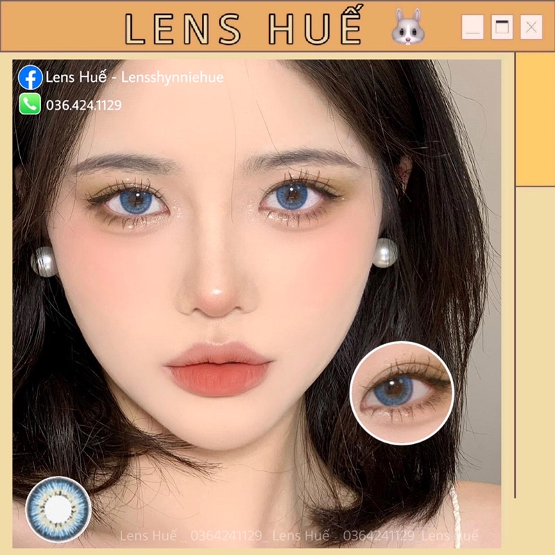 Lens BLUE - xanh biển tone hàn quốc 0 ĐỘ giãn vừa ( Shynnie Lens ) - mẫu mới màu xanh dương dễ mang giãn vừa ạ