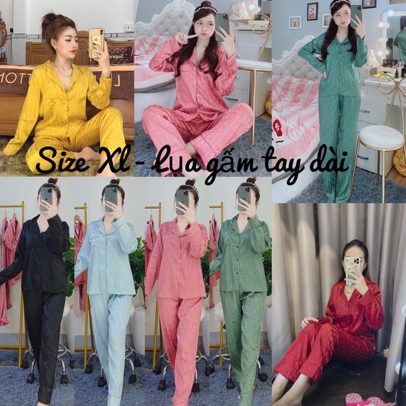 Big Size - Bộ Lụa Gấm Dài Tay Size XL