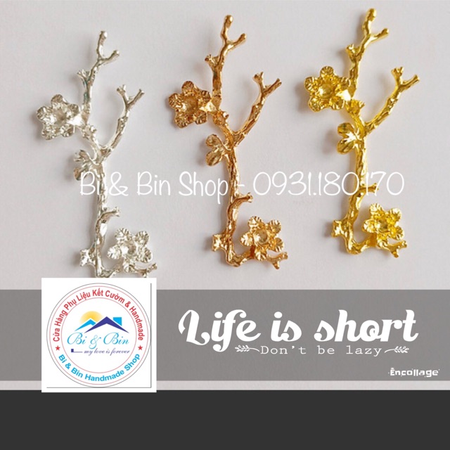 2 Cành Hoa Mai Đơn Làm Phụ Kiện- Center