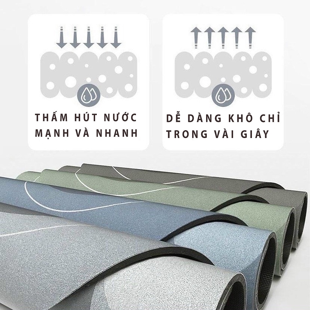 Thảm chùi chân silicon siêu thấm nước/ thảm lau chân, thảm bếp chống trượt cao cấp