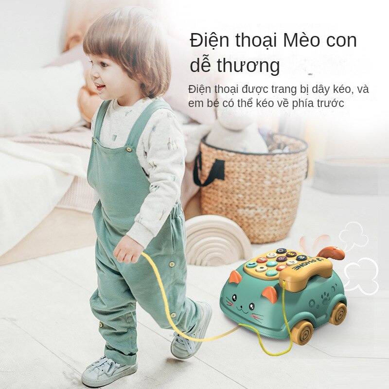 Điện thoại đồ chơi cho bé phát nhạc BAPKIDS Đồ chơi điện thoại trẻ em hình mèo con tặng kèm pin