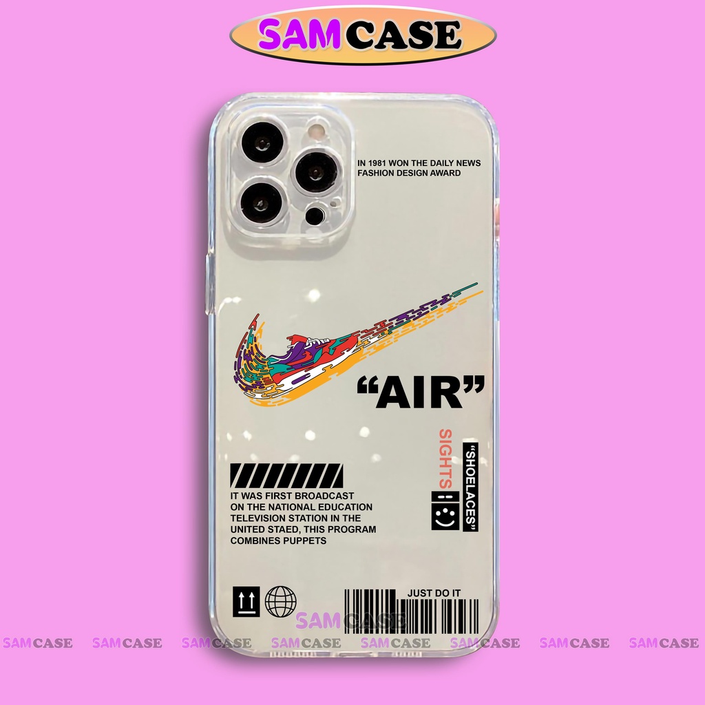 Ốp lưng iPhone Nike chống sốc cạnh viền vuông Silicon trong suốt cho iphone 6/6s/7/8/X/XS/11/12/13/14 Pro Plus Max