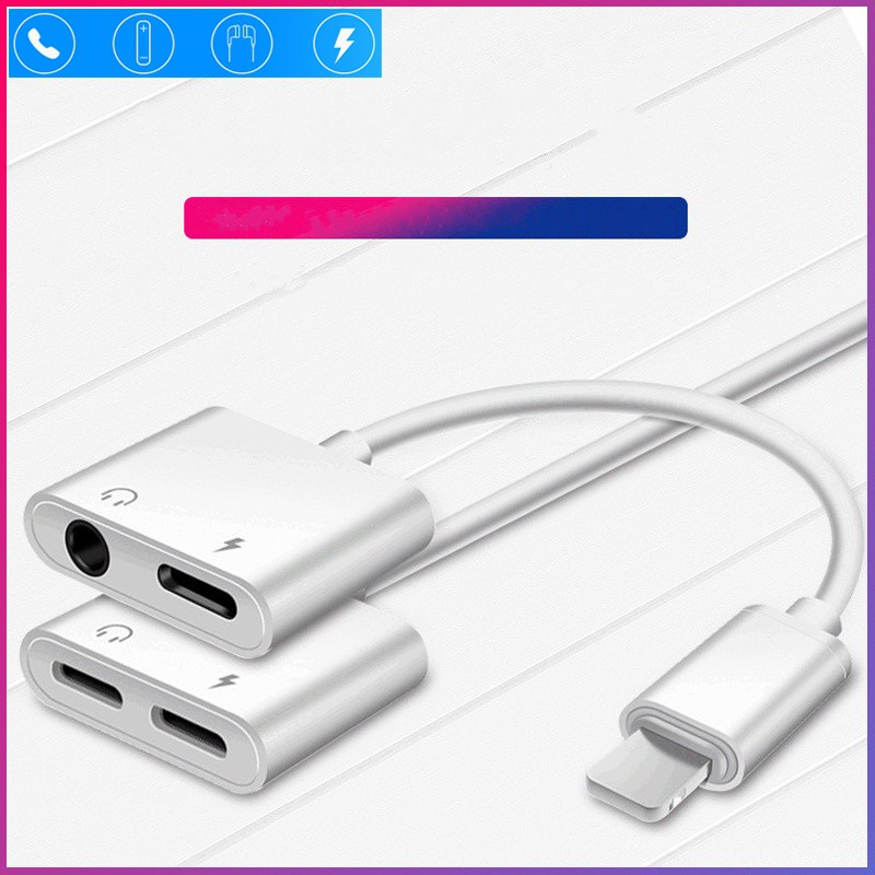 Cáp Chia Cổng Sạc/Tai Nghe/ Lightning 4 Trong 1 3.5mm Cho iPhone 7 8 X XS XR 11/12 pro Max