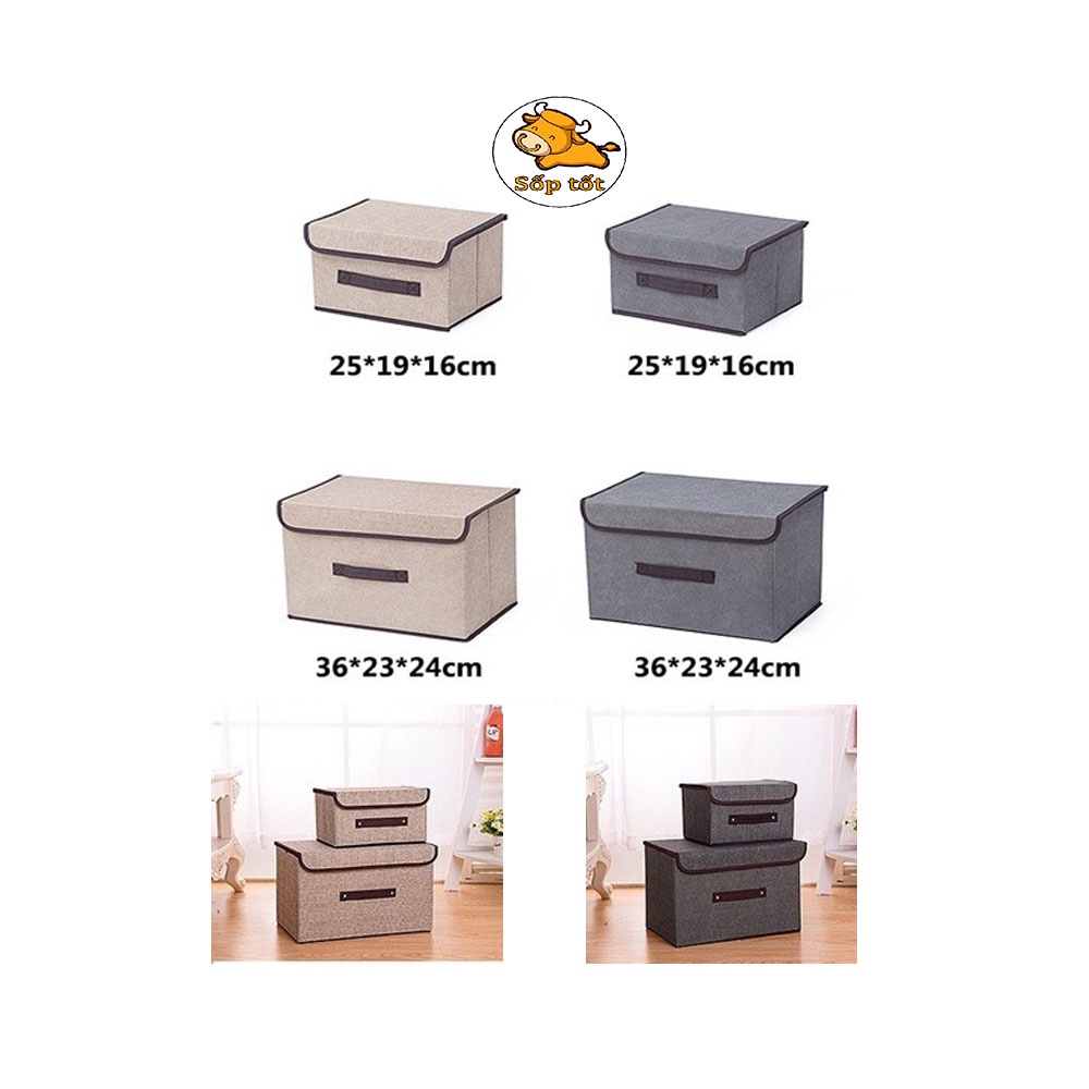 Hộp đựng quần áo đồ lót đa năng có nắp bằng vải tất sách vở đồ dùng GD72