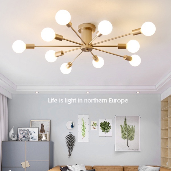 (Bảo Hành 2 Năm) Đèn Trần Led Bắc Âu Thích Hợp Cho Phòng Khách