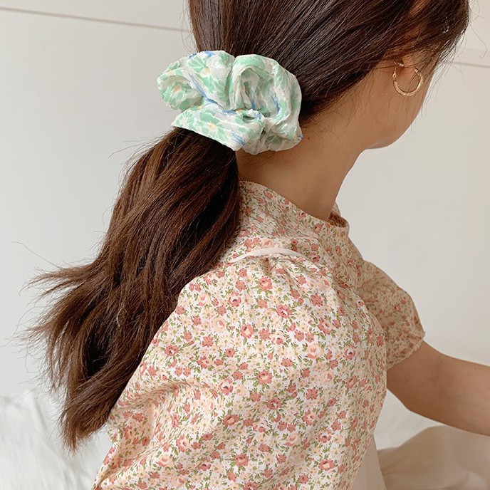 Scrunchies Cột Tóc Buộc Tóc LIN Họa TIết Hoa Dễ Thương