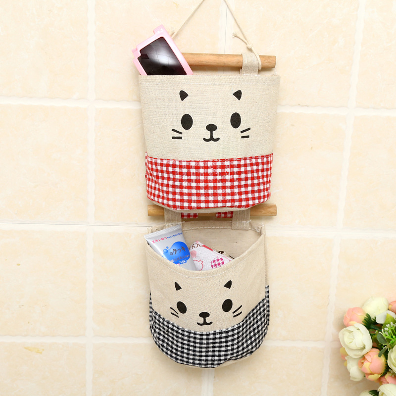 Giỏ vải để đồ treo tường hình mèo (1c)