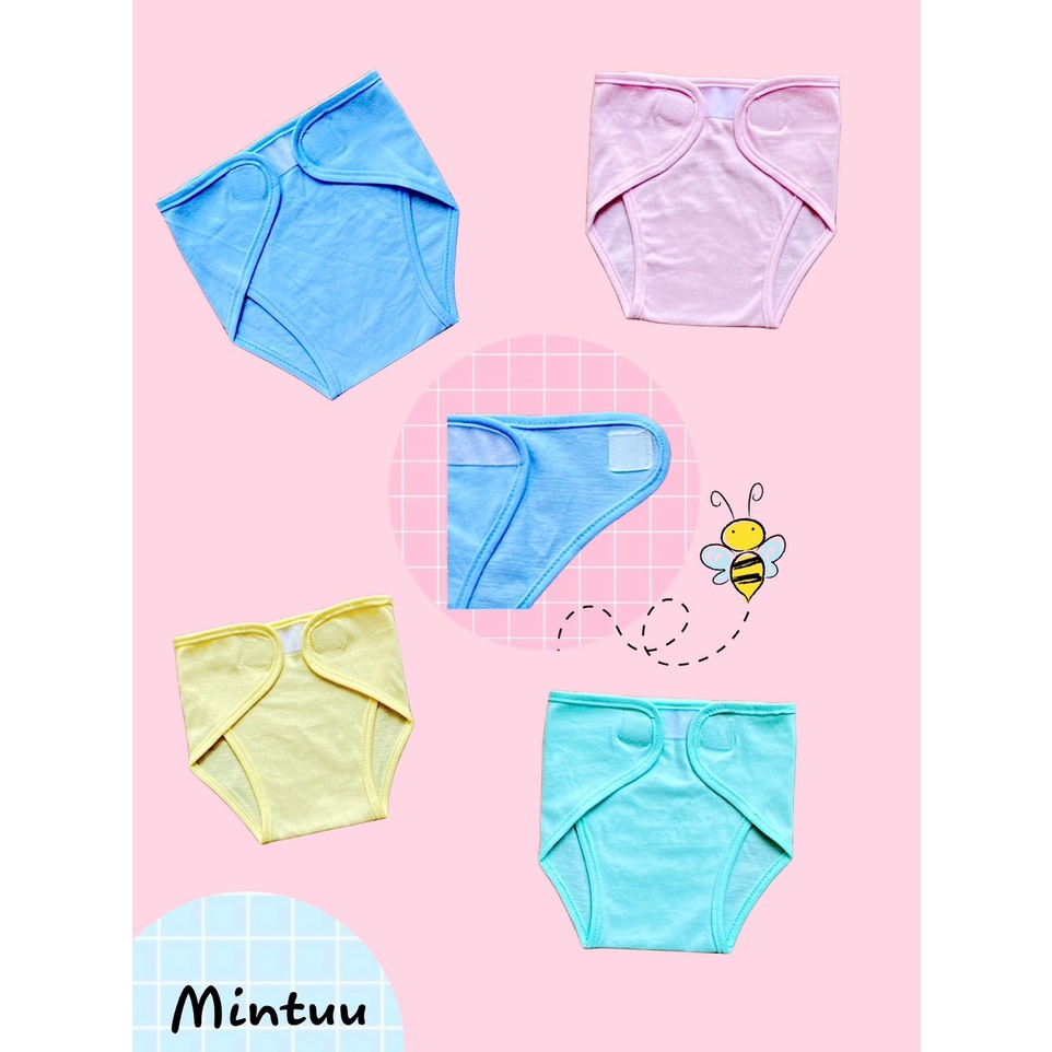 COMBO 5 tã dán vải cho bé sơ sinh màu nhãn hiệu Mintuu, chất liệu 100% Cotton