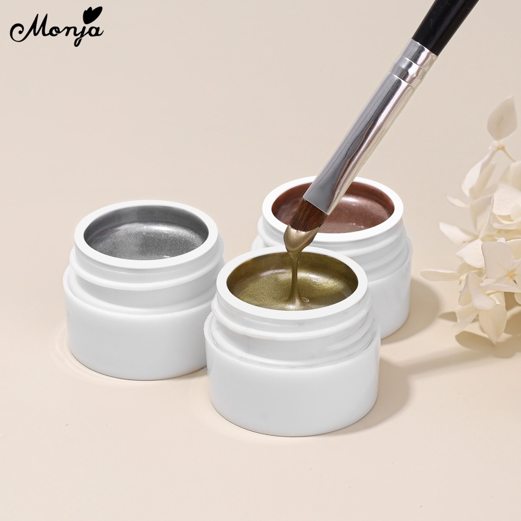 MONJA [Hàng mới về] Sơn móng tay gel 5ml màu sắc ánh kim tạo hiệu ứng lấp lánh 3D