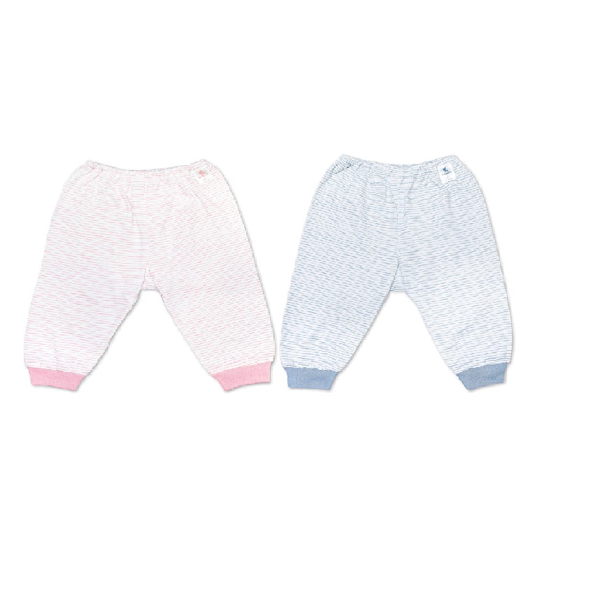 Quần dài sơ sinh bo gấu kẻ xanh/ hồng Miomio