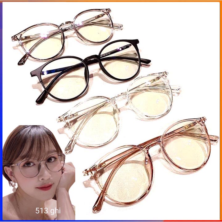 Gọng kính cận nam nữ tròn nhựa dẻo 513