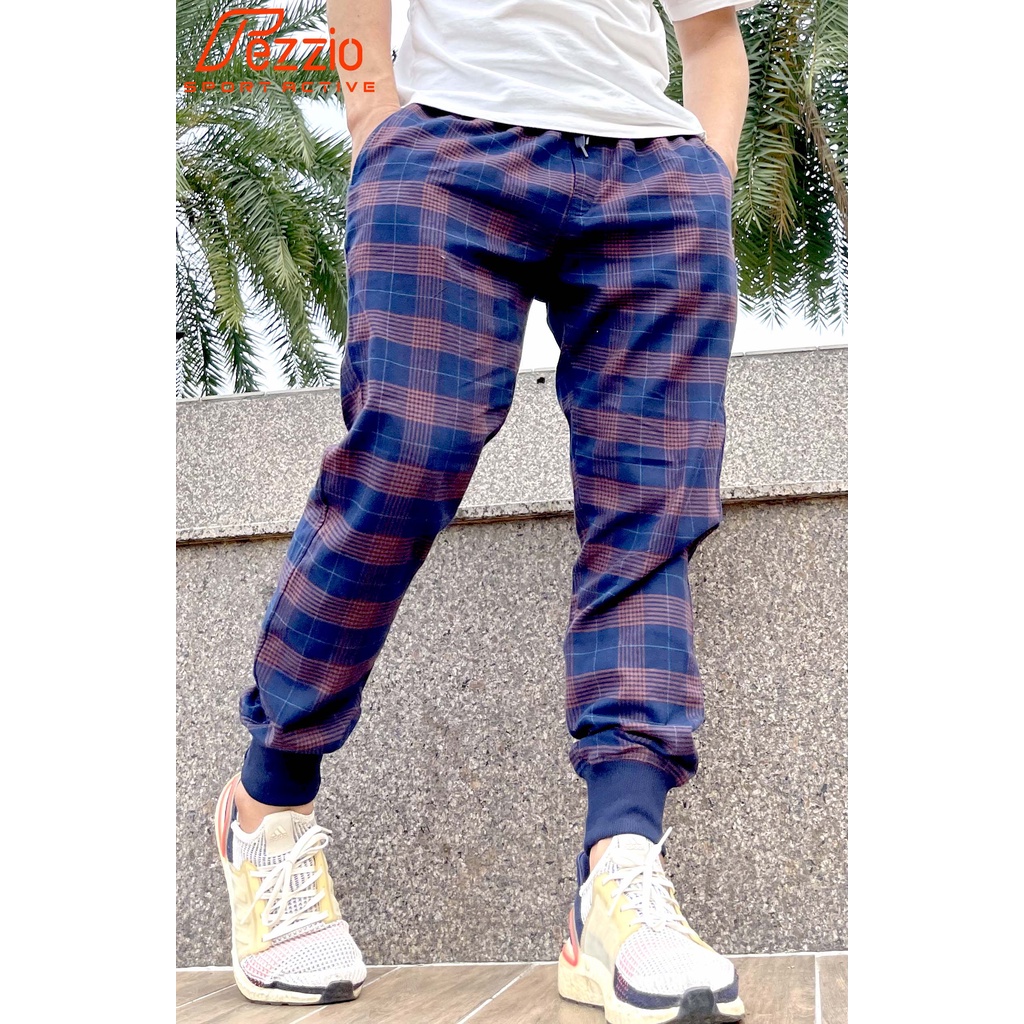 Quần jogger nỉ caro, quần caro nam hàn quốc, quần caro hot trend thương hiệu FEZZIO chính hãng