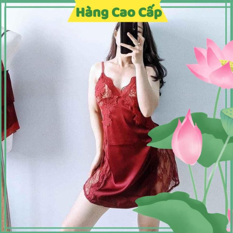 Váy Ngủ Sexy Gợi Cảm Áo Ngủ Nữ Chất Lụa Hai Dây Phối Ren Hông Gợi Cảm | BigBuy360 - bigbuy360.vn