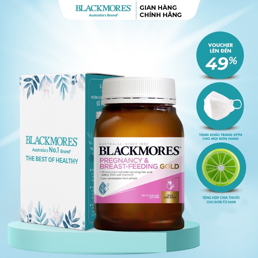 Vitamin tổng hợp cho bà bầu Pregnancy And Breast Feeding Gold Blackmores Úc 180 viên