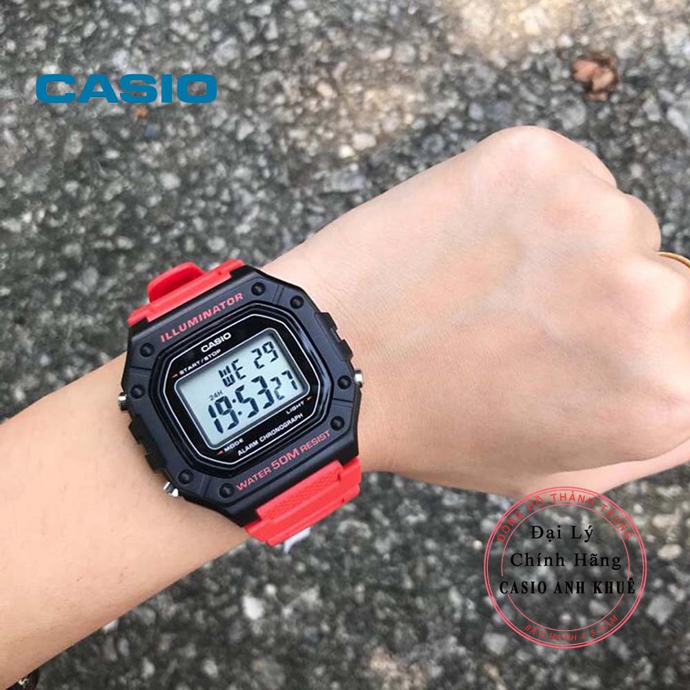 Đồng hồ điện tử nam Casio W-218H-4BVDF dây nhựa