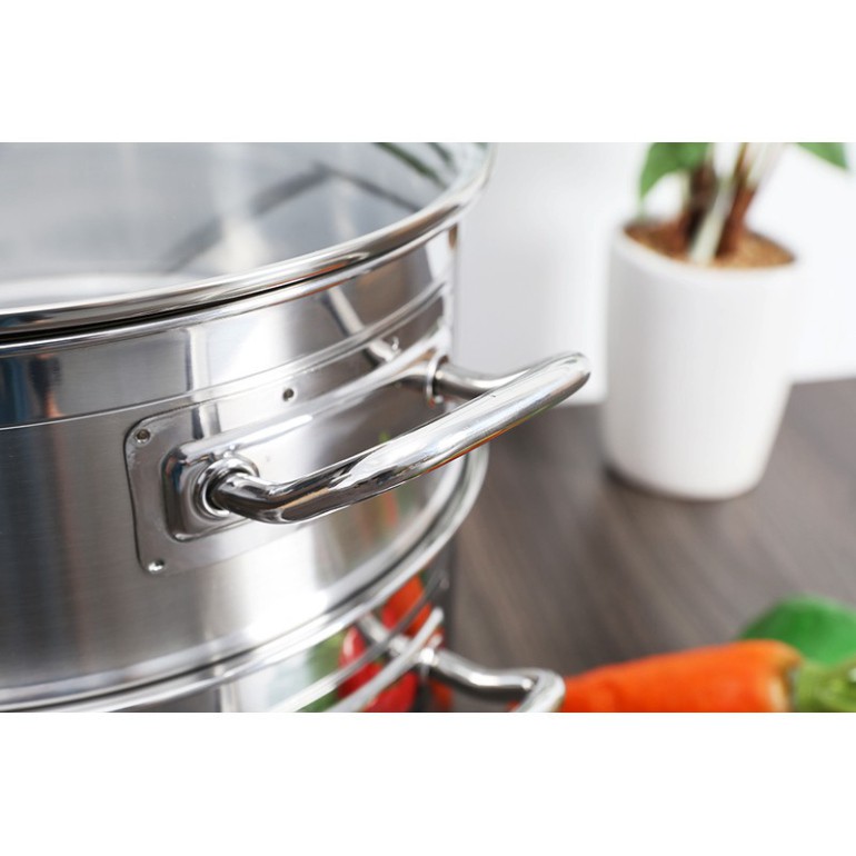 Bộ nồi xửng hấp inox 430 FiveStar Standard 3 đáy nắp kính (28cm)