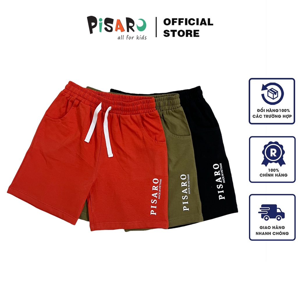 Quần short basic bé trai Pisaro Kids chất liệu Cotton Hàn, quần đùi sooc thun size đại cho bé từ 9 tháng đến 9 tuổi